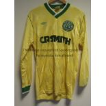 CELTIC SHIRT Scarce Glasgow Celtic 1986 shirt worn by Owen Archdeacon. Yellow shirt with long-