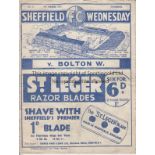 SHEFFIELD WED - BOLTON 1936-37 Sheffield Wednesday home programme v Bolton, 29/3/1937, not ex