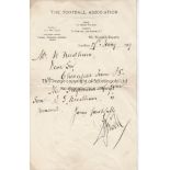 FA 1919 Letter on FA notepaper dated 17th January 1919 relating to a Chesterfield player and