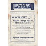 OLDHAM - MANCHESTER UNITED 1932 Oldham Athletic home programme v Manchester United, 24/9/1932,