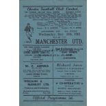 CHESTER - MAN UTD 62 Chester home programme v Manchester United, 28/11/62, Lancashire Cup, neat team