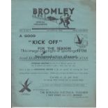 BROMLEY - HAYES 1938 Bromley home programme v Hayes, 22/10/1938, Athenian League, slight fold.