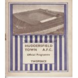 HUDDERSFIELD - PRESTON 1935-36 Huddersfield home programme v Preston, 31/8/1935, slight fold.