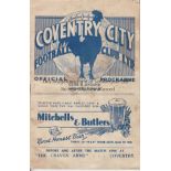 COVENTRY - BURNLEY 1937-38 Coventry home programme v Burnley, 4/9/1937, slight marks to cover, minor