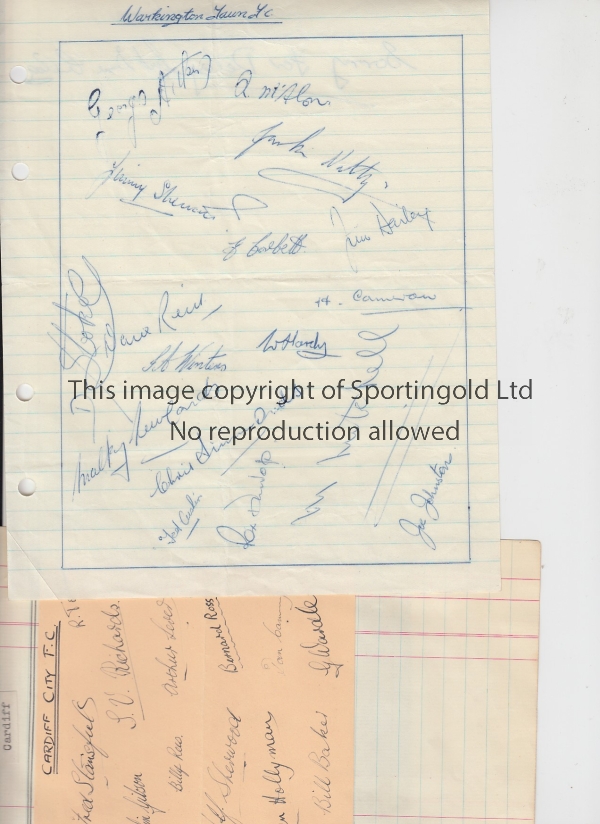 AUTOGRAPHS Collection of signed sheets from albums, exercise books etc, Stoke 40s including