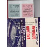 ENGLAND TICKETS Sixteen England home tickets between 1955 and 1965, all at Wembley, housed in an