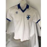 Finland U21 Match Worn Football Shirt: Swapped with England International player Tony Cottee.