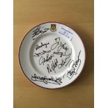 Tony Cottees Own West Ham Signed Football Plate: White plate with claret and blue trim and West