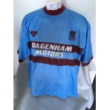 Tony Cottee West Ham Match Worn Football Shirt: Pony Dagenham Motors blue short sleeve shirt with