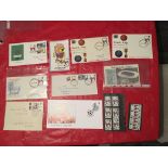 1966 World Cup FDCs + Stamps: 4 FDCs stamped 1966, plus some spare stamps and an original WC