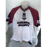 Tony Cottee West Ham Match Worn Football Shirt: Pony Dagenham Motors white short sleeve shirt with