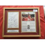 1966 England World Cup Signed Framed Displays: Stunning double mounted display signed by 10 of the