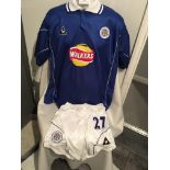 Tony Cottee Leicester City 2000/2001 Blue Match Worn Football Shirt: Le Coq number 27 with Cottee to