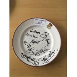 Tony Cottees Own West Ham Signed Football Plate: White plate with claret and blue trim and West