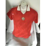 Hungary Match Worn Football Shirt: Swapped with England International player Tony Cottee. Short
