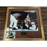 Muhammed Ali Signed Framed Boxing Photo: Depicting Ali in the rumble in the jungle fight. Nicely