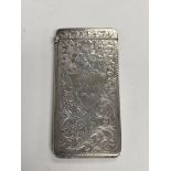 Silver card case with engraved floral decoration a