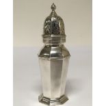 A Silver Octagonal sugar caster the dome top with