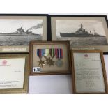 A Group of three II world war medals, two photographers of HMS Duke Of York and HMS Gambia and two