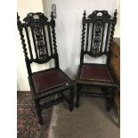 A set of six oak dining chairs with barley twist s