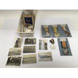Four British WW1 medals plus a 1910-1935 silver jubilee medal, some military photographs and loose