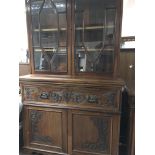 A Victorian mahogany secataire bookcase with a pai