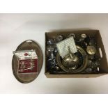 A box containing a collection of plated ware inclu