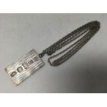 A silver ingot on chain. Weight approx 20.4g