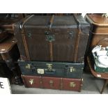 3 vintage travelling trunks.