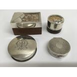 Four small trinket boxes, three bearing silver hal