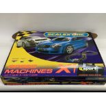 A boxed Speed Machines Scalextric racing set.