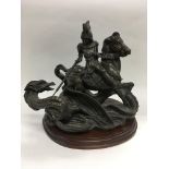 A Heredities bronze effect George & The Dragon figure, approx height 28cm.