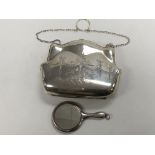 A silver purse, Chester hallmarks plus a small sil
