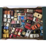 3 boxes containing a collection of unboxed model cars including Dinky, Corgi, Matchbox etc.