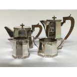 A Silver on copper four piece tea/coffee set with