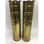 A pair of WW1 brass shell cases, approx 35cm.