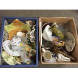 Two boxes of various ceramics and glass