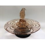 An Art Deco peach glass centrepiece, approx diameter 32.5cm.