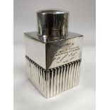 A Maltese 800 silver tea caddy of squared form wit