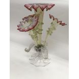 A three branch glass epergne, approx 38cm.