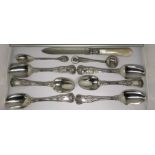 A set of six Victorian London silver teaspoons, pl