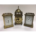 Three brass carriage clocks.