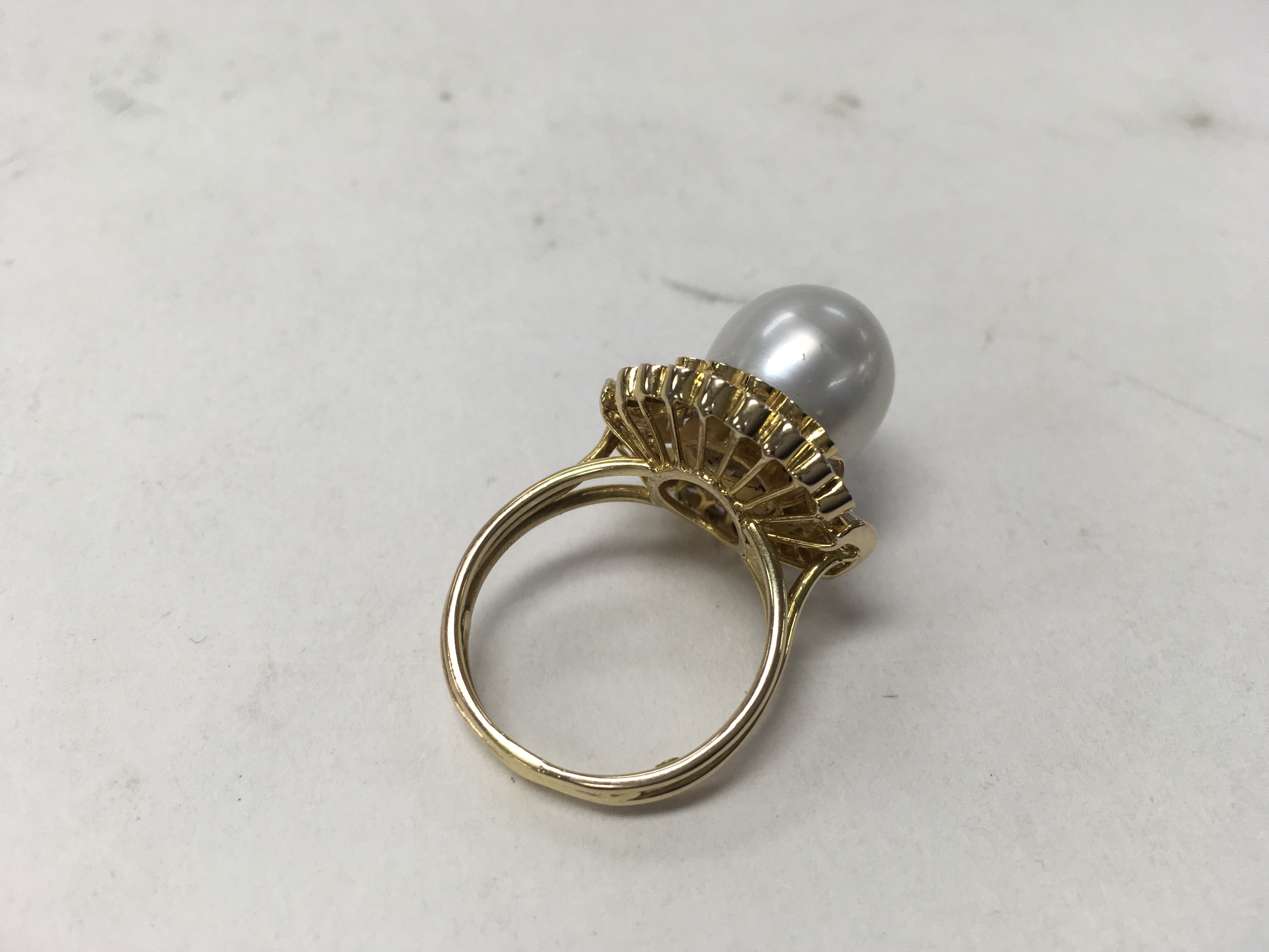 A 14ct gold pearl and diamond ring. Weight approx - Image 2 of 2