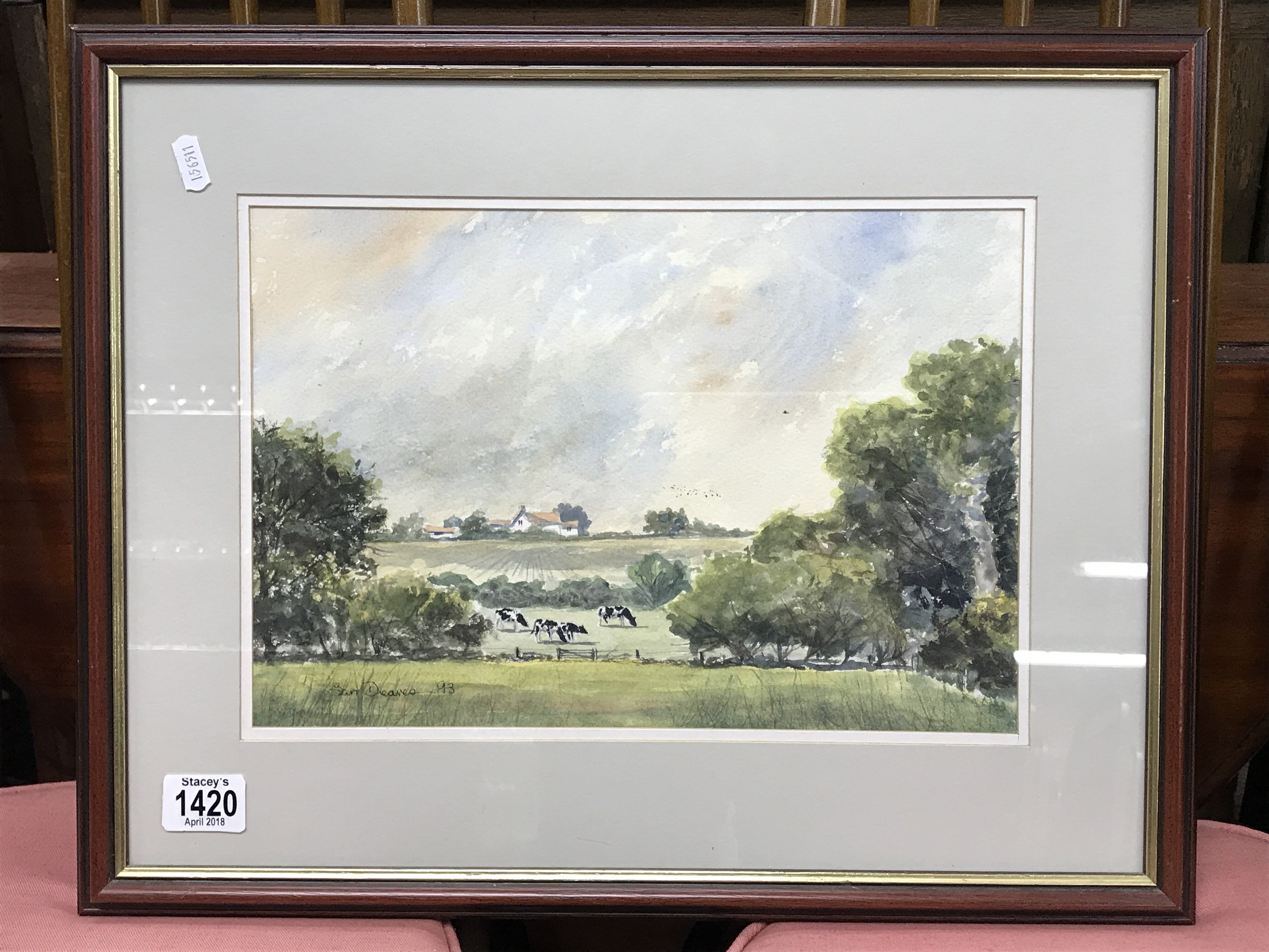 A Framed watercolour local view of a farm house wi - Image 3 of 3