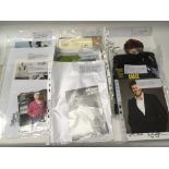 A collection of signed memorabilia including Sharon Osbourne, Michael Ball, Jilly Cooper and