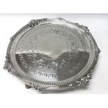 A Victorian silver tray. Diameter approx 38cm, wei