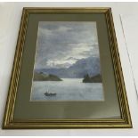 An original watercolour of a tranquil lake scene, initialled G.C.H, a map of Leigh and 19th