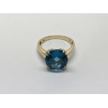 A 14ct Yellow blue Topaz ladys ring size R.