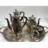 A collection of silver plated wares to include tea