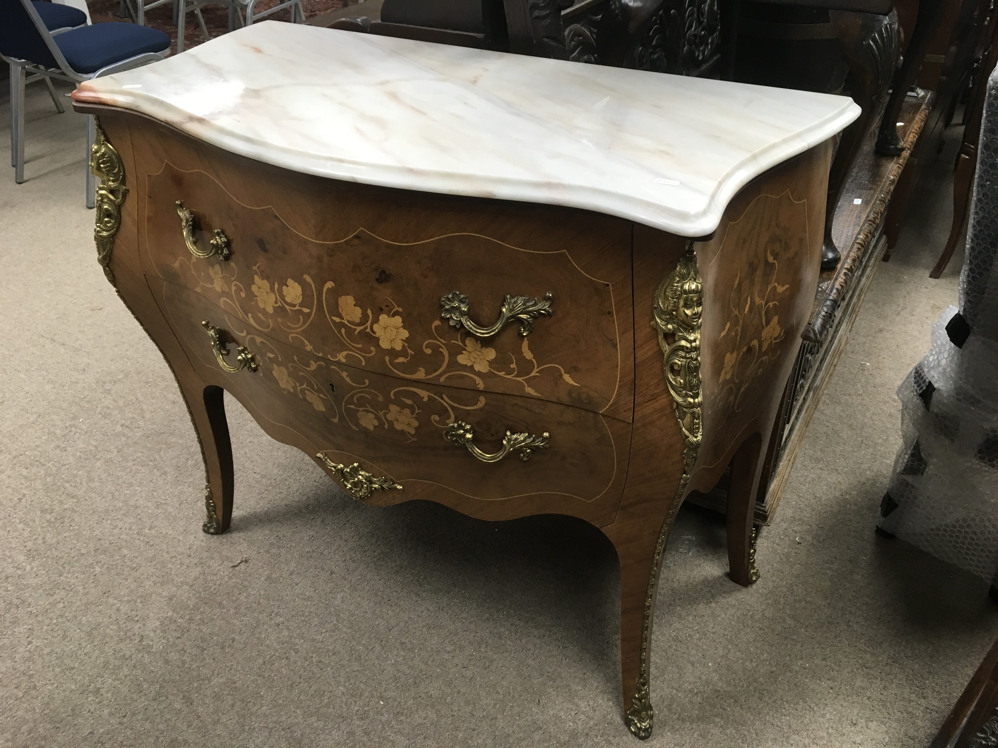 A Louis XVI style marble topped two drawer chest w - Bild 2 aus 2